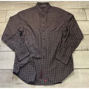 Tre Vero (Three Truths) Brown Plaid Pocket Collared‎ Button Up Shirt Men's Large